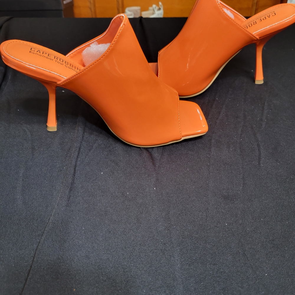 Cape Robbin Orange Patent High Heel Mule Sandals - Picture 5 of 5